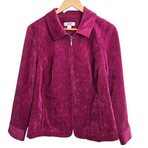 CJ Banks Womens Raspberry Corduroy Full Zip Collar Jacket Plus Size 1X